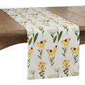 Saro Lifestyle SARO  14 x 72 in. Oblong Cotton Table Runner with Yellow Daisy Floral Design 758.Y1472B